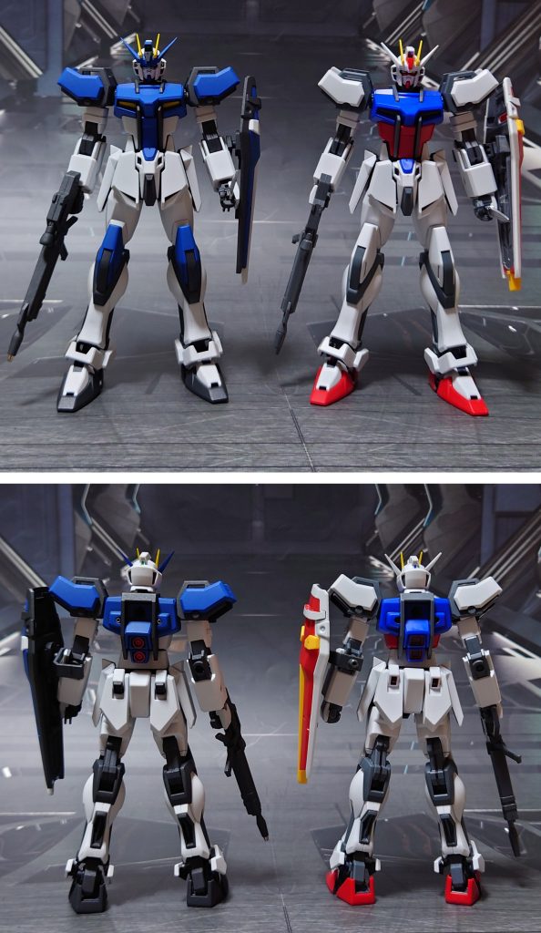 EGストライクガンダムとの比較。一部に市販のディティールアップパーツを使用しています。