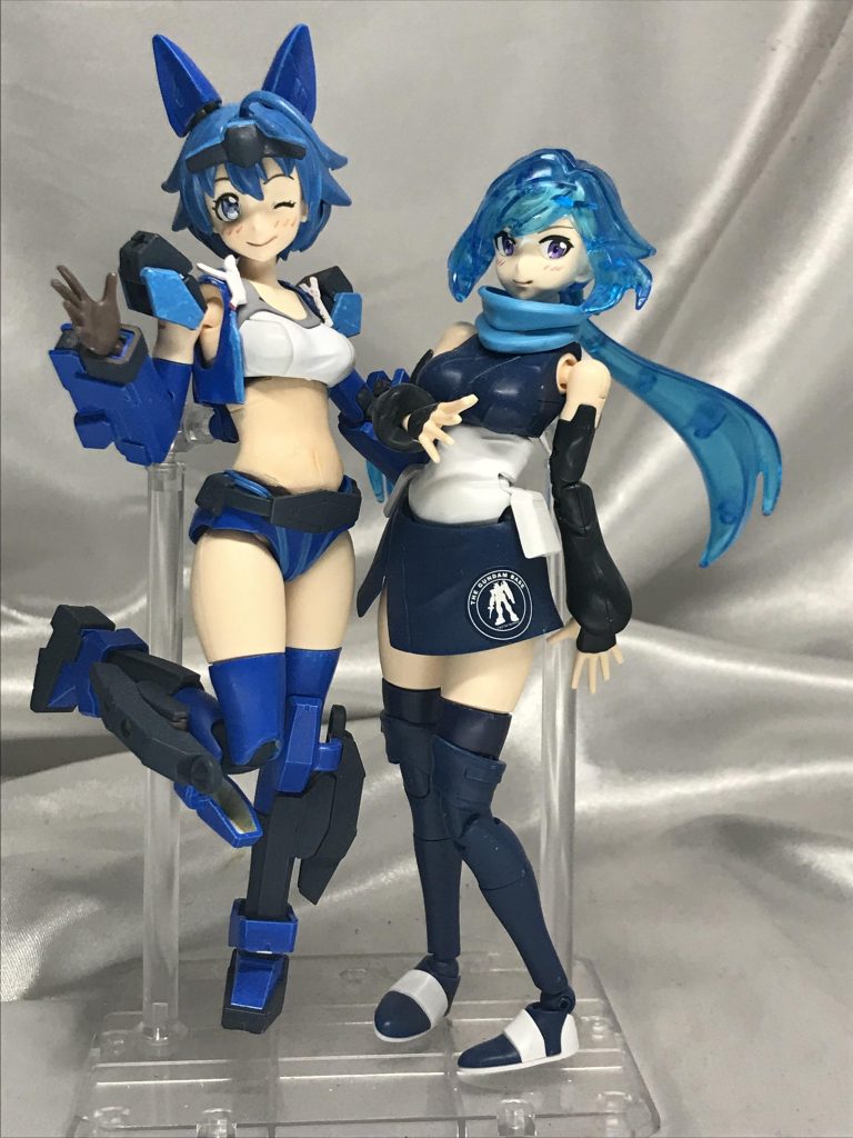 ガンダムベース限定のホシノフミナの余剰を使い、ガンダムベース限定のアヤメさんの髪をクリアーに。一切キャンペーン商品にならないナナミさんはこちらで作りました(憤怒