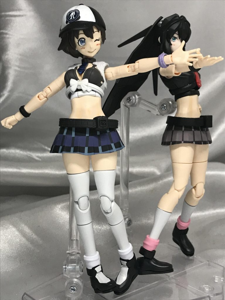 アメスク風ナナミお姉さんとメイちゃん。スカートはジャンクのフィギュアから、上半身はガールガンレディのものの接続部分をすべて切り取りフィギュアライズ規格に変更してます。