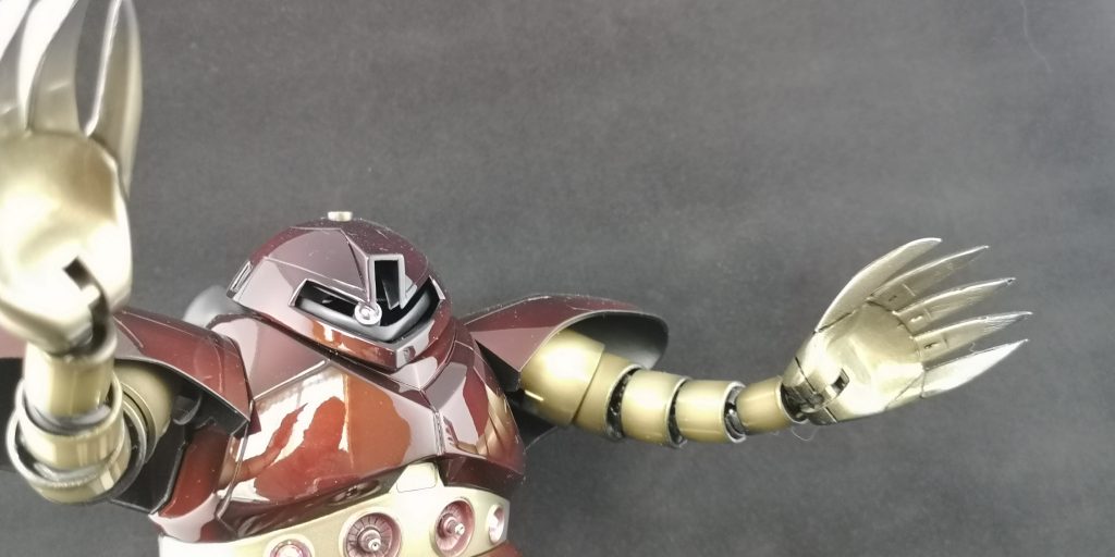 ガンダムハンマーを受け止めようと構えるゴッグさん。