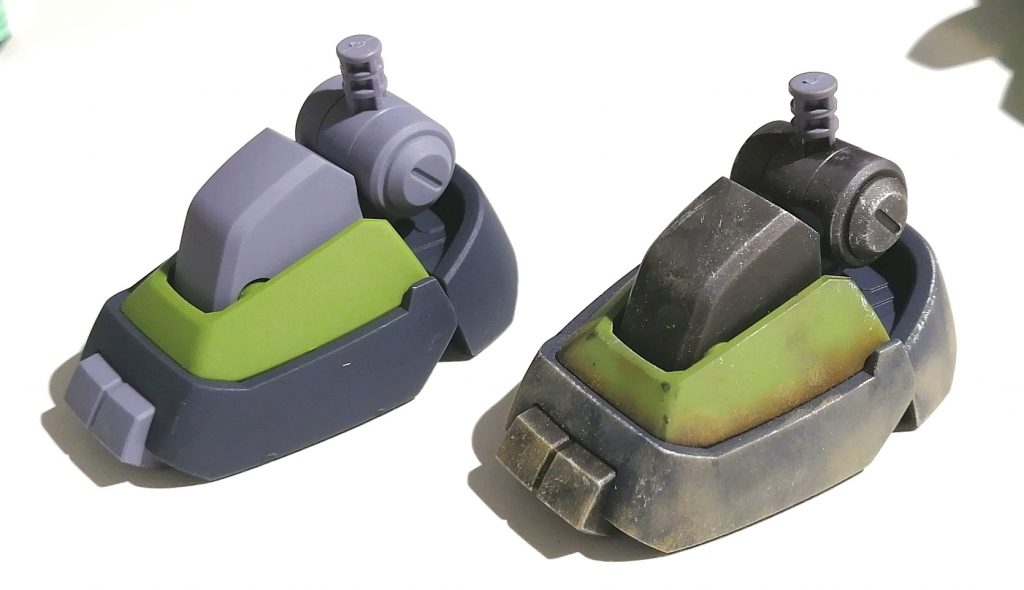 素組み+つや消しと比較し、ウェザリングするとリアル感出ますね。