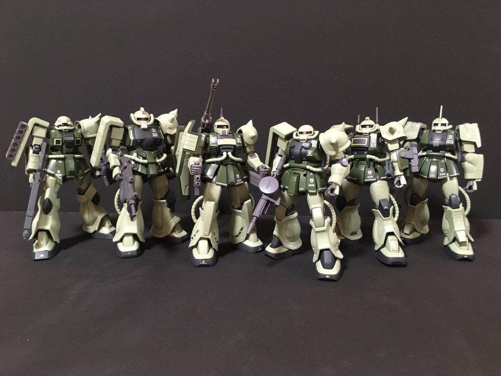 ジオン地球攻撃軍所属・量産機６機の集合ショットです。ザクマリーナ　https://gumpla.jp/hg/1108570デザートザク　https://gumpla.jp/hg/1108561ザクF２　https://gumpla.jp/hg/1108574ザクキャノン　https://gumpla.jp/hg/1108566プロトタイプグフ　https://gumpla.jp/hg/1113041イフリート　https://gumpla.jp/hg/1108579ご覧いただきありがとうございました。気にっていただけたら　いいね！👍をよろしくお願いします。