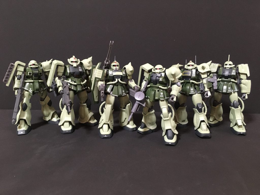 ジオン地球攻撃軍所属・量産機6機の集合ショットです。ザクマリーナ https://gumpla.jp/hg/1108570デザートザク https://gumpla.jp/hg/1108561ザクF2 https://gumpla.jp/hg/1108574ザクキャノン https://gumpla.jp/hg/1108566プロトタイプグフ https://gumpla.jp/hg/1113041イフリート https://gumpla.jp/hg/1108579ご覧いただきありがとうございました。気にっていただけたら いいね!👍をよろしくお願いします。