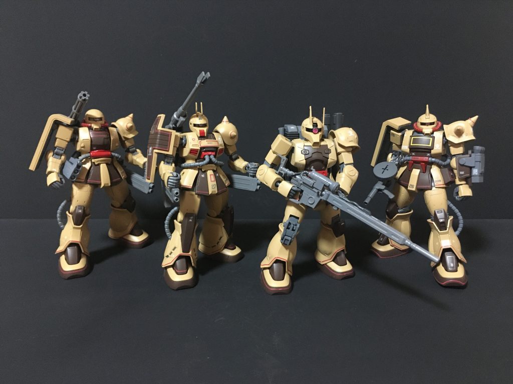 ジオン・アフリカ方面軍 ザク系4機の集合ショットデザートザク https://gumpla.jp/hg/1113061ザク1スナイパータイプ https://gumpla.jp/hg/1113044ザクキャノン https://gumpla.jp/hg/1113051ザクハーフキャノン https://gumpla.jp/hg/1113058ご覧いただきありがとうございました。気に入っていただけたら いいね!👍をよろしくお願いします。