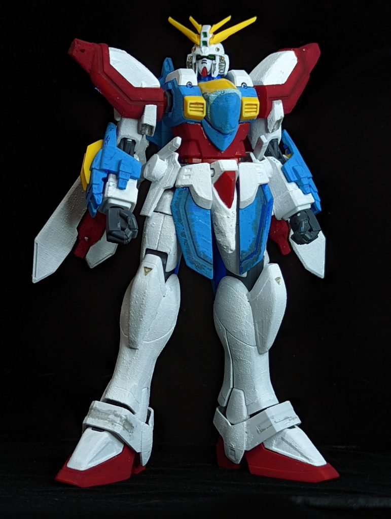 上半身をイカつい感じにしたかったので、パテで肩アーマーを延長しています。