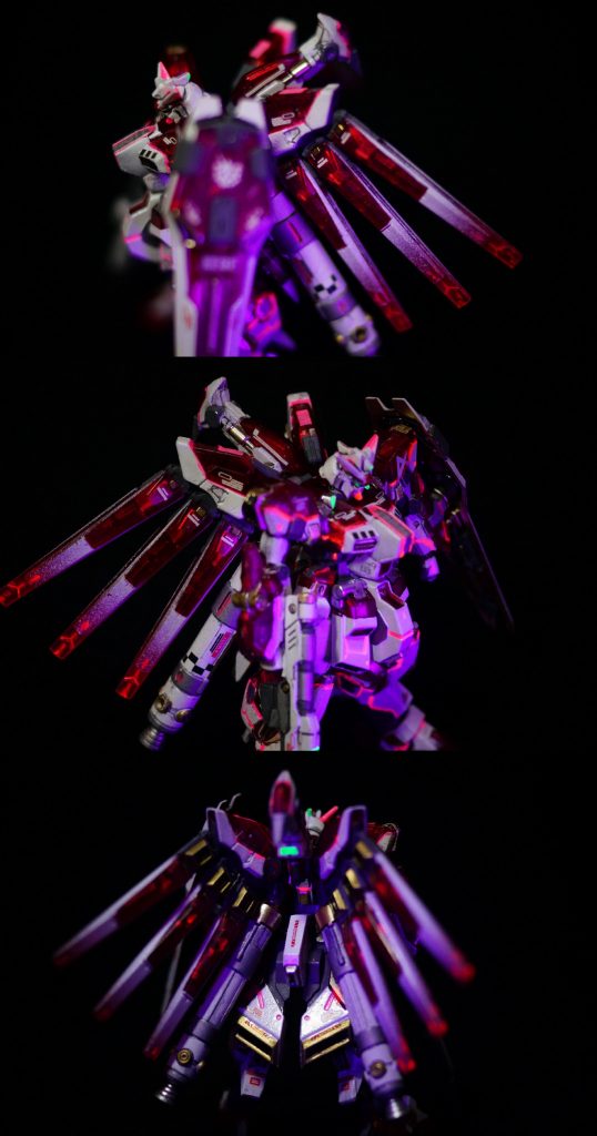 ミノフスキーフライトユニットのコンパクトにはまだ課題が残り、RX-93v2よりもずんぐりした印象は否めないフルサイコフレームの実装と運用については、ムラサメ研究所の元スタッフが参画しているとの情報も