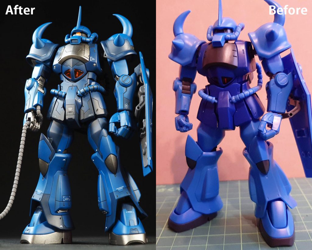 素組(右)と完成品(左)。