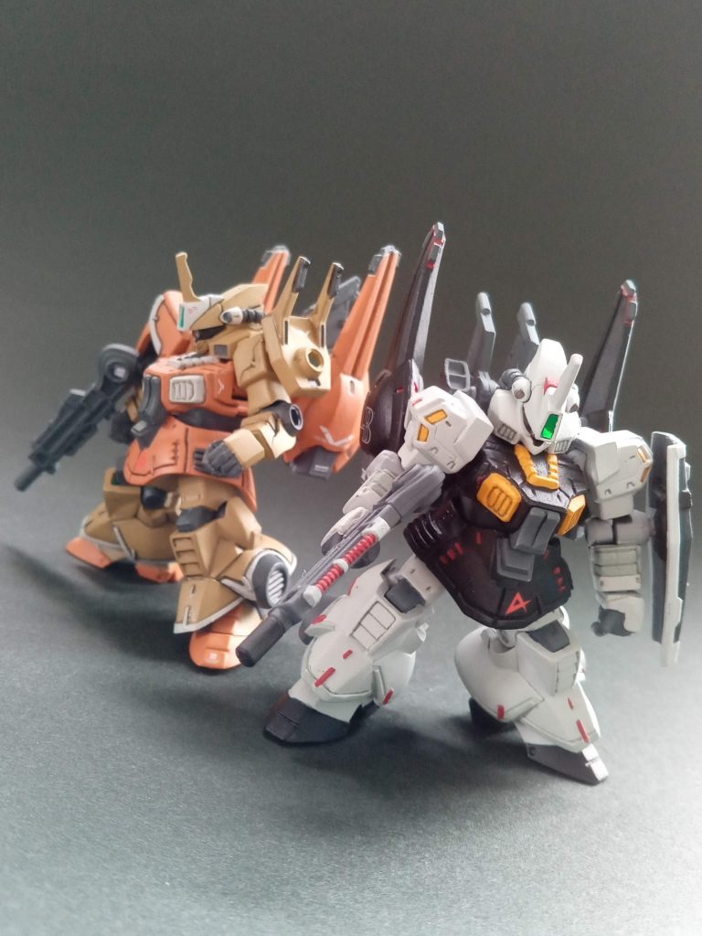 前回投稿いたしましたリックディジェ改とツーショ。ディジェからの改造は、ほぼリックディジェ改の時と同じですので、省略させていただきます。下記の投稿に詳しく載せておりますので、宜しければご覧ください。リックディジェ改→https://gumpla.jp/other/1116309