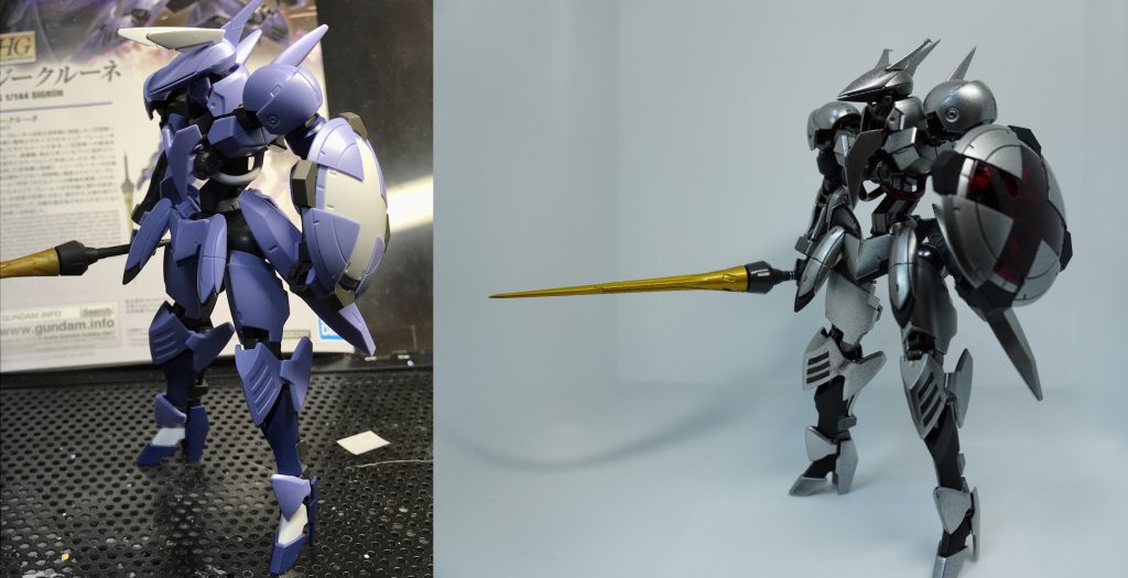 素組状態との比較こう見るとシャープ化や塗装色の変更でだいぶイメージが変わりますね！今回はFSAデュークモンの前哨戦の塗装色の確認で作成しましたが、思ったよりもカッコよくなって満足です！次はFSAデュークモンを作成するのでスパンは空きますが、コツコツ作っていこうと思います！また見に来ていただけると幸いです～