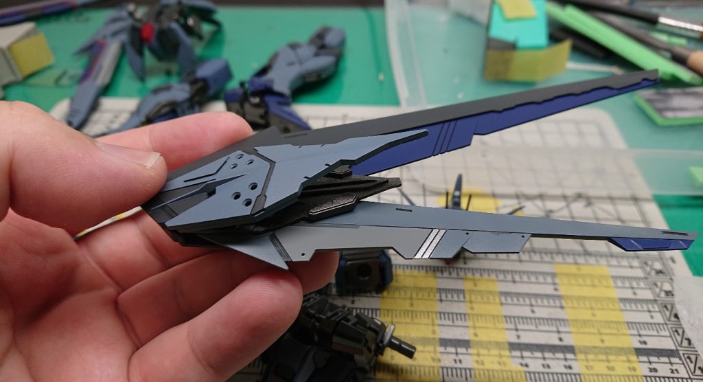 ウイングには切りかきをつけてディテールアップしています。本当に楽しかったです！！でも、MGはしばらくいいかな…