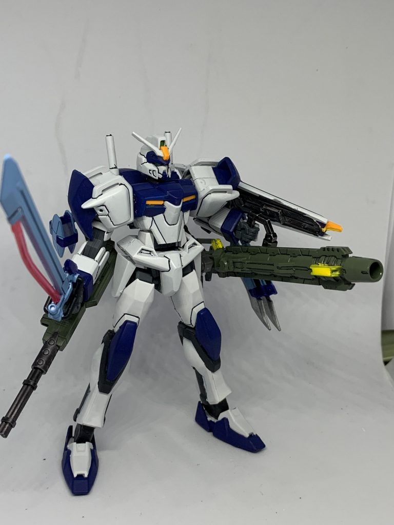 全展開。デュエルは素の姿が1番カッコいいと思ってます。そのままでどうにか強化したくてストライカーパック的な装備をつけました。