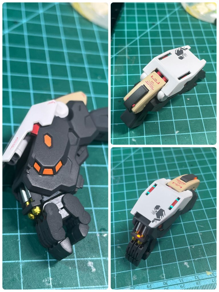 背中のアームはバラシて刻んで可動部変更等してます