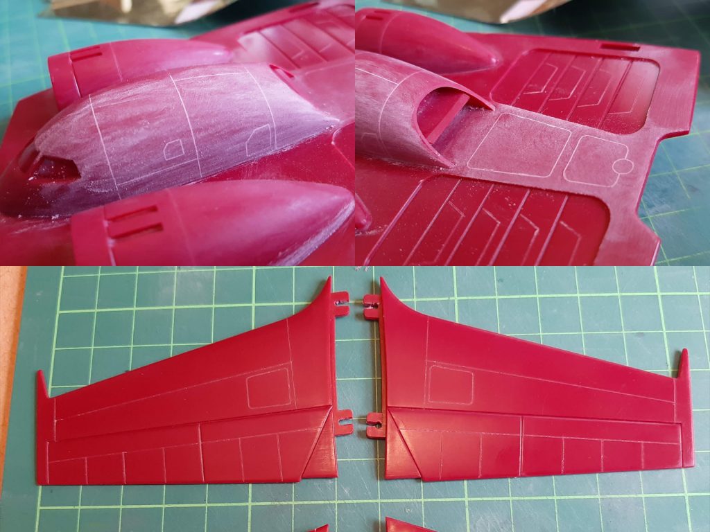 各所のスジボリ。