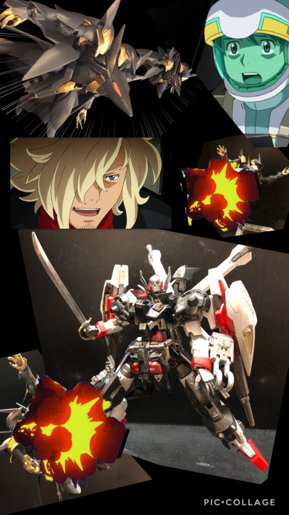 アセム「とんだ邪魔が入った。また会おう、ガンダム!さらばだ!」キオ「え...?帰った...!?結局、何しに来たのあの人...!?」フリット「無事か?キオ。」キオ「うん。じいちゃん、僕、あの海賊の首領に助けられたんだ。」ジジット「....何かを感じたか?」キオ「うん。この宙域に近づいた時から何度も。じいちゃんも感じた?」ジジット「…Xラウンダーであるお前に隠し通すことも出来まい。さっきの海賊の首領な、アレはおまえの父親。アセムだ。」キオ「ガーーン!!ええええーーーーーーっ!?どうゆう事ーー!?」アオ「それより、AGE−3に何かボーリングのピンみたいモノがくっ付いてるな。」アカオ「爆弾じゃないの!?捨てちゃおうよ!」キオ「父さんが生きてた事、すらっと流さないでよ!」フリット「まてまて、おそらくそれはなんらかのメッセージじゃ。解析班を呼べっ!」アカオ「解析班!?やっぱ爆弾なんじゃないのー!?」フリット「あーそうそう、キオや。あんな宇宙海賊なんかやってる馬鹿息子、もう縁切ったからの。おまえの父親はもう居ない。奴のことは忘れろ!お前の父親は死んだのだ…。わかったか!?」キオ「ガーーーン!!そんな...!」解析班「ボーリングの瓶の解析終わりました。」フリット「早いのお。」解析班「ええ。文章の都合上。ボーリングには映像が入ってました。映像、出します。」フリット「うむ。」ピッ!アセム『この映像を見ているということは、何重にも張られていたプロテクトを解除したってことだな?合格だ。君達には教えても大丈夫だろう。我々ビシディアンが得た極秘情報だ。』フリット「何が合格か。海賊風情が偉そうに。」キオ「ねえ!見て!父さんの椅子カッコイイよ!」