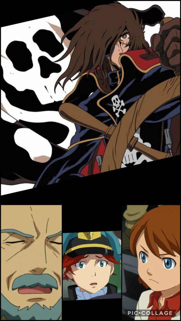 キオ「凄い...!カッコイイよ、父さん..!」フリット「いや、儂等はいったい何を見せられておったんじゃ!?」キオ「宇宙の浪漫だよ...!憧れるなあ。」フリット「結局、アセムは何を伝えたかったんじゃ!憧れんでよいわ!」キオ「ええー?」オペレーター「アステロイド宙域で熱源反応。何者かが交戦中の様です。」ナトーラ「え?こんな何も無い所で?仲間の出撃情報は無い筈...!念のため調査を...。」フリット「行かせんでいい。」ナトーラ「え?でも...!」フリット「我々はヴェイガンを殲滅しに、火星圏へ向かわなければならん!そんな事に構っている暇は無いわ!」ナトーラ「.....。わかりました。」アセム『父さん。俺たちがその宙域に向かおう。』フリット「なんなんじゃおまえは。知るか。勝手にせい。」アセム『キオ。直接会える時を楽しみにしているぞ。』キオ「ボクもです。父さん!」海賊クルー「キャプテン!準備出来ましたぜ!」アセム「よし!行くぞ野郎ども!俺たちの旗を上げろ!俺たちの歌を流せ!」海賊クルー「おーーっ!!」キオ「あれ?今キャプテンって...!?」アセム「俺はキャプテンハーロックから、この船を引き継いだ。今は俺がキャプテンだ。」キオ「カッコイイよ....父さん....!」アセム「ゆくぞ!呪われた秘宝を探しに!目指すはEXA−DB!進路をとれ!重舵いっぱい!」海賊クルー「おーーーーっ!!」♫ ありったけの夢を〜掻き集め〜♫♫ 宝物、さーがしに行く〜のさ〜♫アセム「...この曲は使っちゃマズいな...やはり...。おーい曲変えろーっ。」