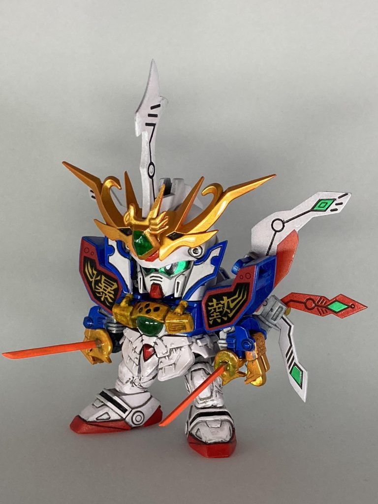 スーパーモード爆熱の陣🔥後ろの羽は爆熱心眼翼と言います。真ん中をシャインレッドで塗って本家ゴッドガンダムの配色に近づけてみました。