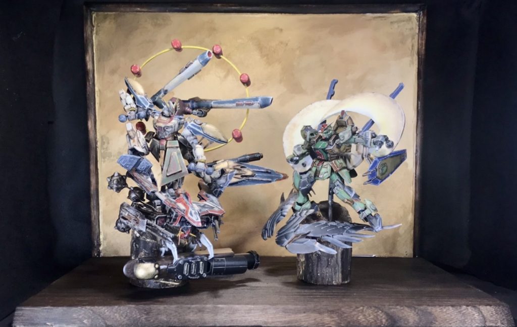 枠まで全体図台座と金屏風の枠は木を使っています。