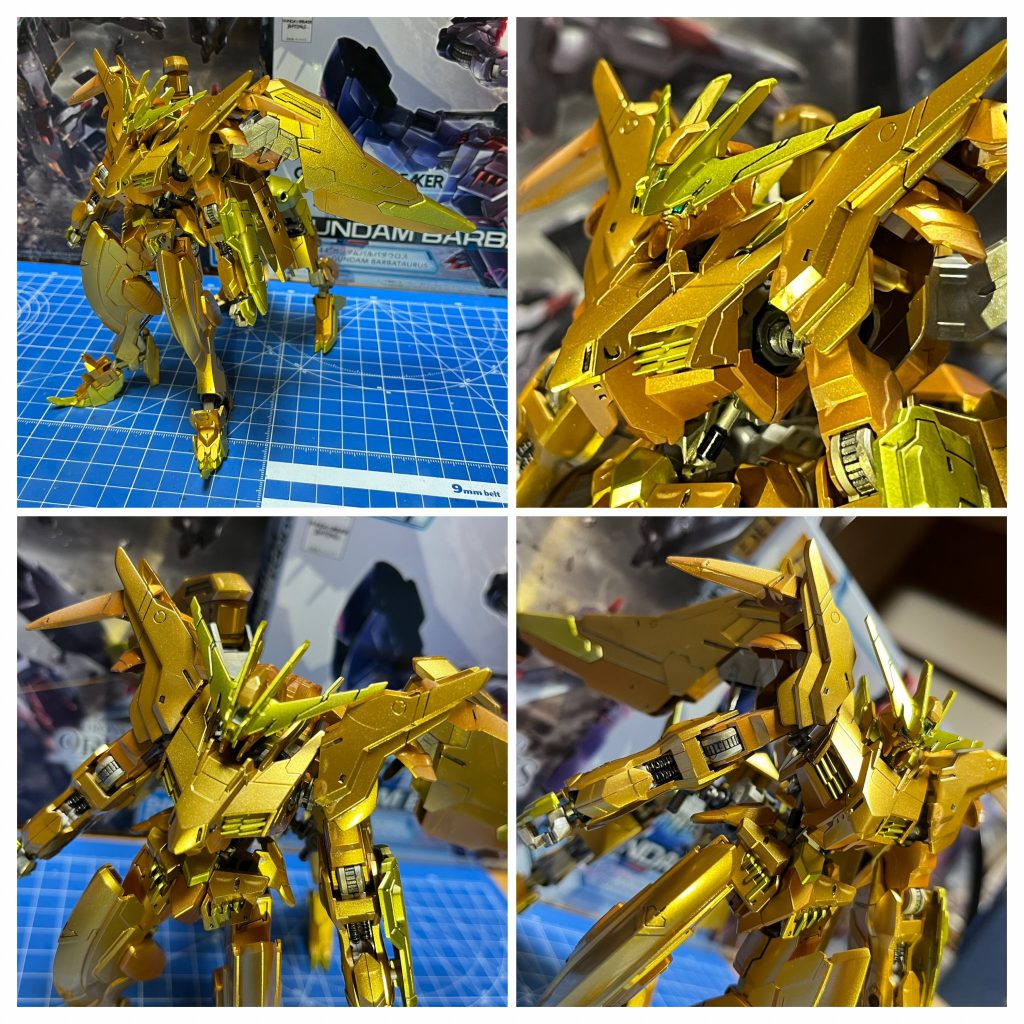 そしてロールアウト！良いじゃないですか良いじゃないですか〜*\(^o^)/*さすがの四つ足で自立はバッチリですが、背中の羽と馬の下半身の重量は如何ともしがたく、可動はそれなりに工夫が必要そうな感じです。トップコート勢い余ってダマになっちゃったw