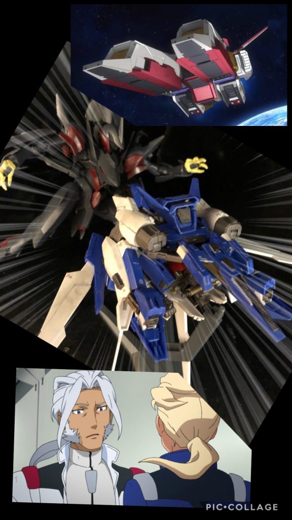 ウルフ「まあ、なんにせよ、気がついて良かったぜ。」アセム「ご迷惑をおかけしました。」ウルフ「ああ。もう2度と同じネタは使うんじゃねえぞ。」アセム「え?ハイ。」ウルフ「今は休め。どうせガンダムも中破して改修が必要な状態だ。」アセム「え!?ガンダムが!?」ウルフ「体当たりなんかするからだ。いいから休め。これは命令だ。」アセム「ハイ....。すみませんでした。」アセム「(間違いなく、アレはゼハートだった...。就職していきなり管理職になった。って言ってたな...。それに比べて俺は....、父さんが連邦の総司令なのに、俺はまだ一般兵...。別企業とはいえ、その俺より昇進が早いってどういう事だよ...。)」ロマリー「アセム!」アセム「ロマリー...。」ロマリー「無事に帰ってこれたのね...アセム...!ボロボロになって帰ってきたって聞いたから心配したの。」アセム「ああ...。ごめんロマリー。あのさ、戦場でゼハートに会ったんだ...。」ロマリー「え!?ゼハートに!?ゼハートはどうしたの?連れて帰れなかったの!?」アセム「ああ...ムリだったよ。アイツは...アイツは、あのヴェイガンの要塞の司令官になっていたんだ。」ロマリー「えっ!?いきなり凄い出世....!」アセム「アイツ...高卒なのに..!」ロマリー「.....イケメンで頭も良くて、友達想いで、若いのに高収取りって...。アセムったら全敗してるね....。」アセム「なんだよロマリー!アイツは今は敵なんだぞ!敵の企業なんだ。」ロマリー「え?でも敵の企業だって言っても、完敗してるのに間違いないと思うの。」アセム「くそお...!ゼハートっ...!」ロマリー「ねえアセム。そう悔しがらなくっても、アセムのお父さんだって、連邦の総司令官なワケだし、それでアセムだってガンダムのパイロットな訳だし、大丈夫、まだ伸び代あるわ。」アセム「それってただの七光りじゃないか。」ロマリー「それだって才能だと思うわ。そうじゃなかったらガンダムなんて乗れないもの。」アセム「ロマリー…。なんだよ、それ…。」ロマリー「いいから元気出して。それとも、もっとキビしくシテ欲しいの?」アセム「鞭はもう勘弁してくれ!ロマリー、そのネタもうやめろって。前回の話を見なきゃ意味わからないじゃないか。」ロマリー「でも頑張ってね。私、アセムに期待してるの。」アセム「...え?」ロマリー「や、やだな変な顔して。深い意味は無いの。じゃあ頑張って!」アセム「あ....ああ。」ロマリー「あ、あのね、なんかXラウンダーの試験があるとか聞いたわ。室長の所に行ってみなさい。教えて貰えると思うわ!」アセム「ロマリー....。ありがとう..!」−MSデッキ−アセム「室長!」oyz「おお、アセム。良いところに来たな。新しいガンダムが完成したぞ。」アセム「え!?新しいガンダム!?」oyz「見ろ、コイツを。AGEビルダーが新しいフォームを開発したんだ!」アセム「コレは...!」oyz「このフォームはガンダムAGE−2ダブルバレット!従来のAGE−2よりも攻撃に特化した仕様になっている!」アセム「え...?本体がアブノーマルなままだ...。」oyz「ちゃんと可変出来るから安心してイイぞ。」