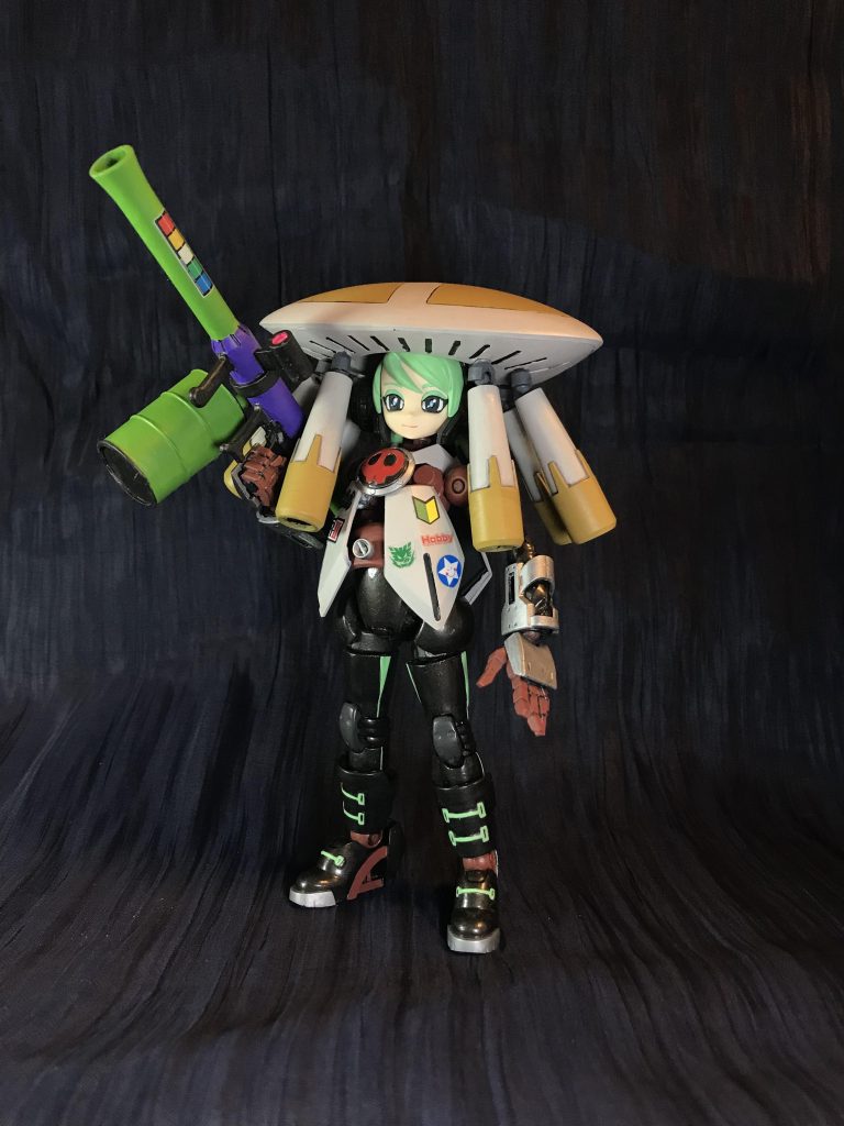 丁度スプラ3が出た頃合いで、じゃあスプラガールっぽくしようとジャンクパーツで構成。等身も下げました。