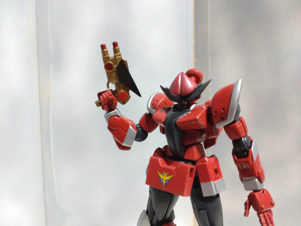 ドンブラスター ガードフレームのライフルにプラバンとMSGパーツで装飾して作製。元々銃口が2つあったので割と簡単にすみました。