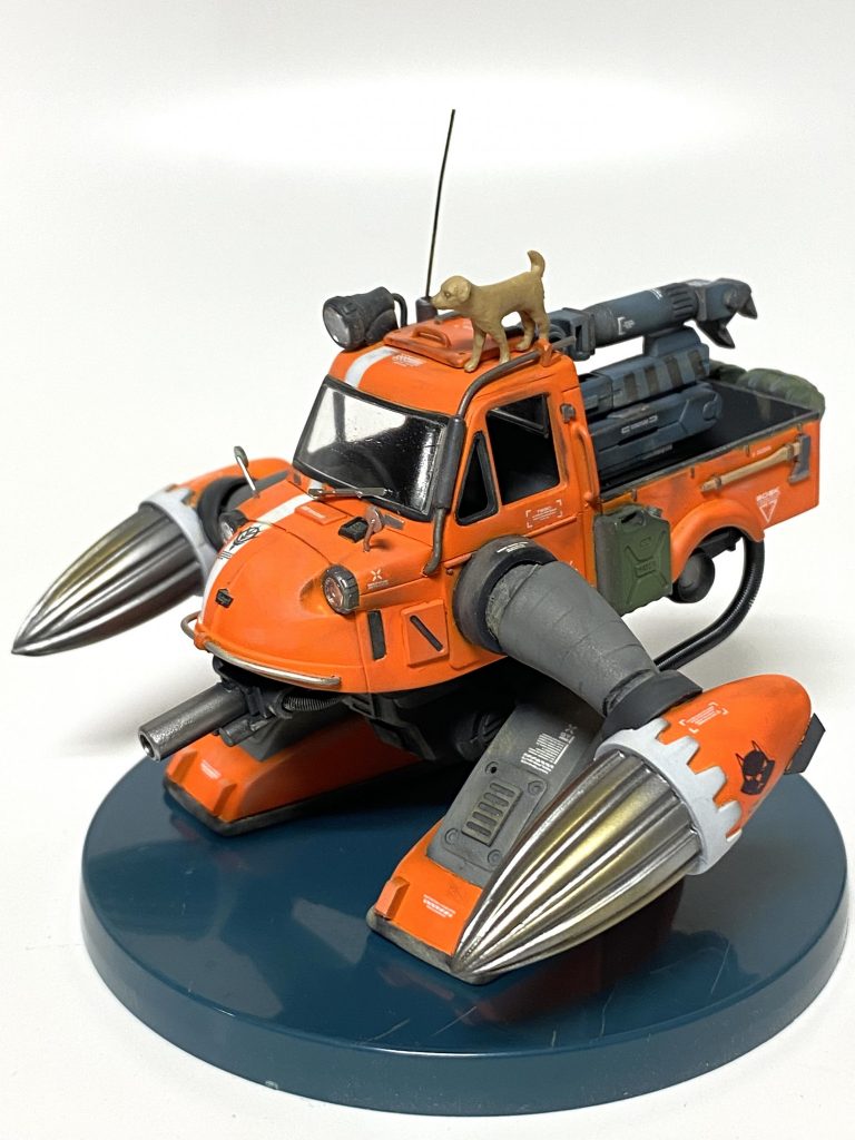 イッヌ軽く塗って艶消し拭いてメカに添えて完成!フリーダムに配置するためイッヌは固定せず残りパーツモデリングでしたが非常に楽しく制作出来ました。かなりのお気に入り作品です。これにて紹介終了です。御覧頂きありがとうございました。