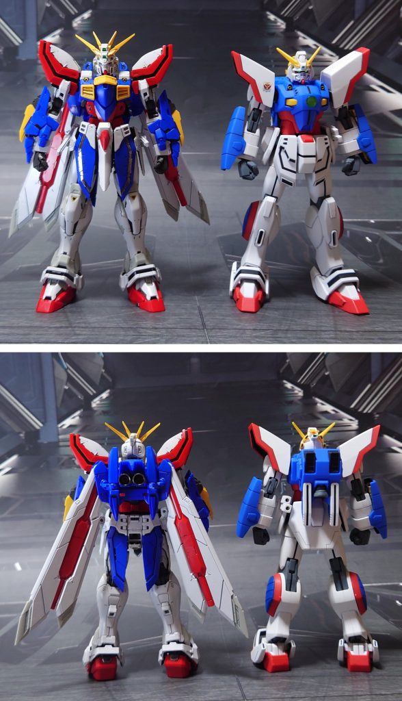 HGFCゴッドガンダムは持っていないので、シャイニングガンダムとの比較。