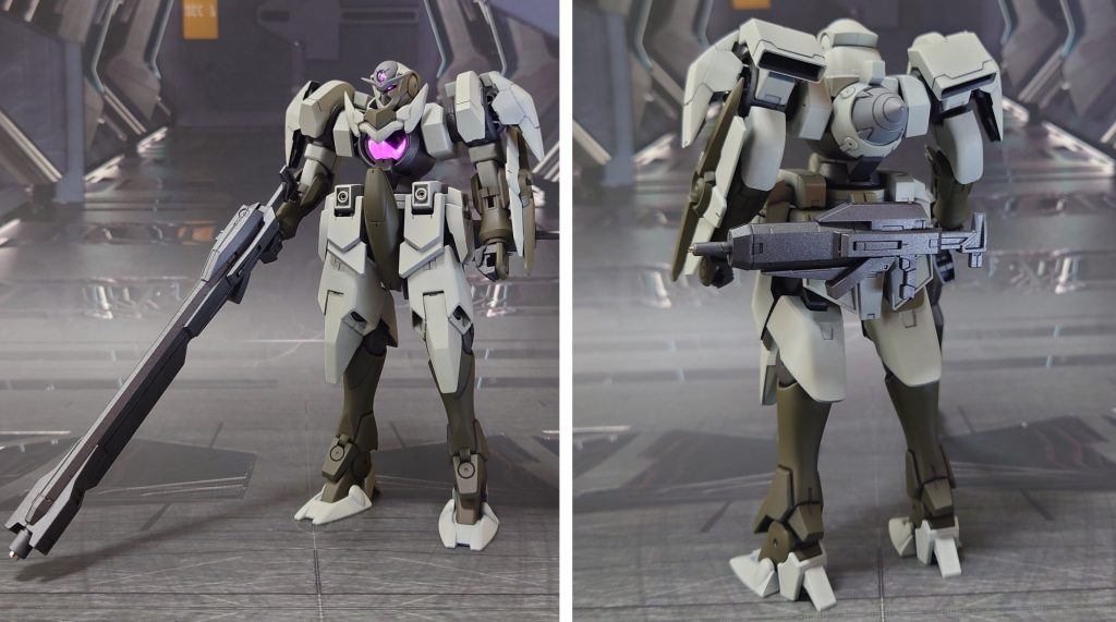 後衛タイプの前後ろ。ロングライフルと初代GN-Xのシールド、予備にショートライフル。