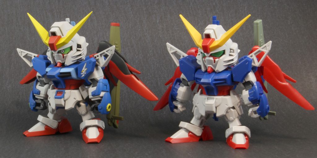 キット素組との比較(斜め)素組の状態だと少し馬面に見えるのでかなり顔をいじりました。小顔化を行った以外は基本プロポーションは変更してないんですがかなり印象が変わったかと思います。