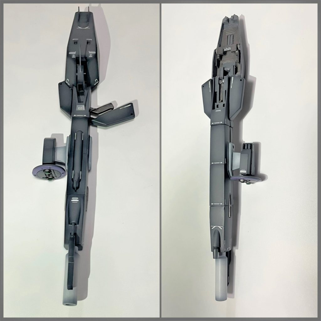 ハイパーメガキャノン。これも一通り全て可動します。グリップの格納、センサー部の引き出し、変形のための保持爪の格納機構。