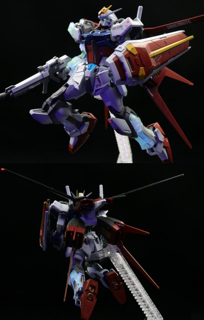 飛行ポーズ。足の裏はでっかい肉抜きがあったので、パテで埋めてちゃんと塗り分けもやっておきました(*´▽｀*)