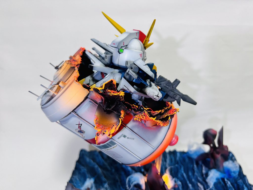 SD BB戦士 閃光のハサウェイ クスィーガンダム 塗装済み完成品 オリジナルLEDベース付き–3枚目/制作者：H4co Y