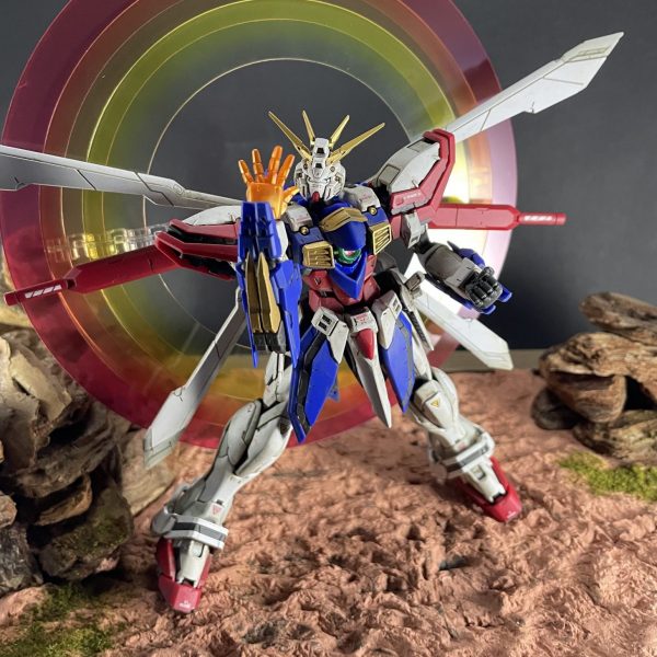 RGゴッドガンダム　自作ジオラマと共に