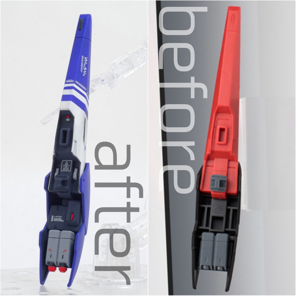 違いが出る大好物のシールド裏は3種類のグレーとレッドで塗り分け。ディティールアップを施し、センサーポイントとデカールで抜かりなく。のぞいてチラ見えしたときに模型に深みが出ます。