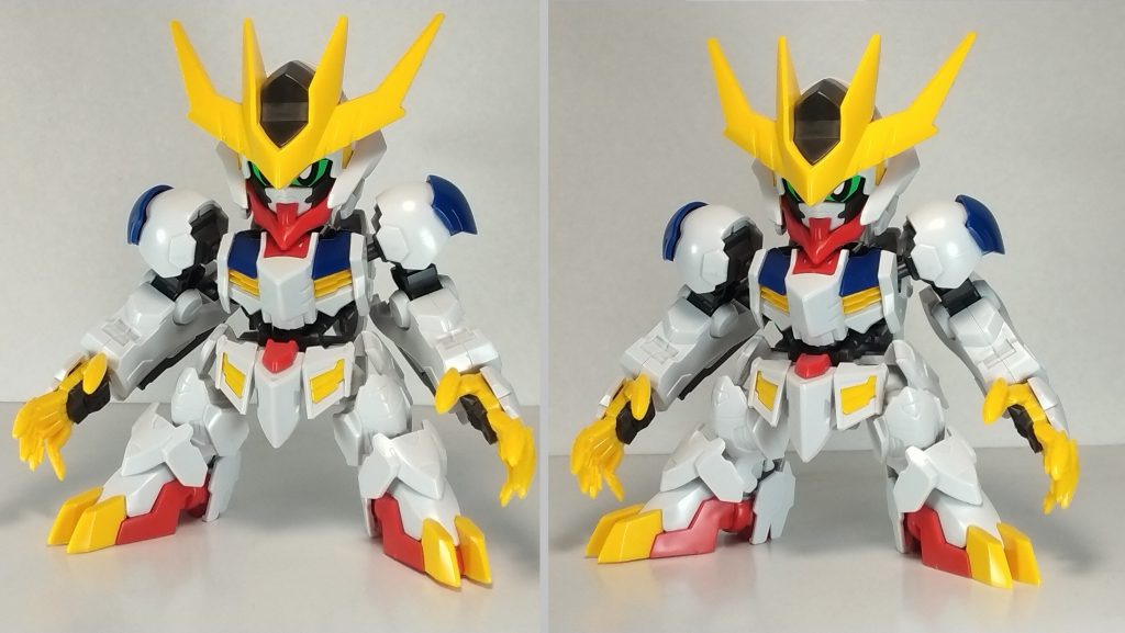 今回一番弄ったのは下半身のフレームです。左がSDフレームで右が改良したCSフレーム。見た目がほぼ同じになる位に縮みました。