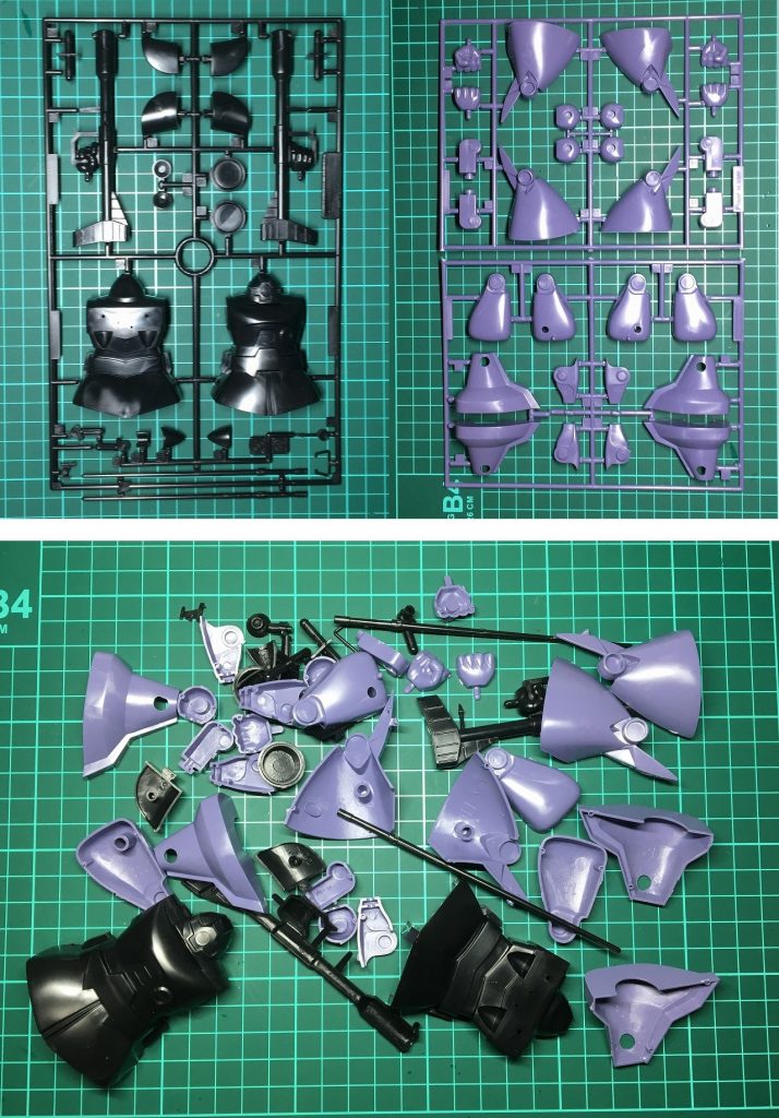 始めにパーツを全て切り離しゲート処理を行います。スミ入れ工程