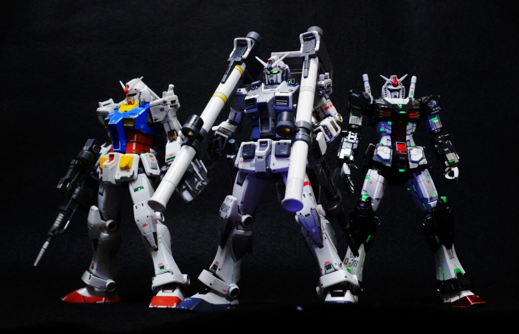 ●作ったタイミングも、技量もスタイルもアプローチもバラバラですが、やっぱり今までのRX-78と並べてみたくなりますよね。