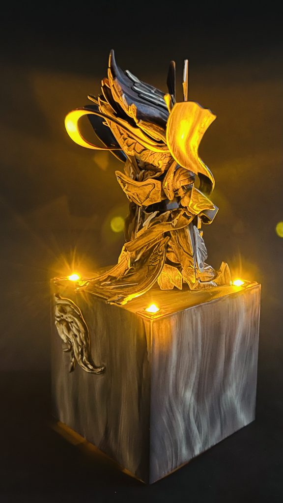 SDガンダム ワールドヒーローズ 斉天大聖悟空インパルスガンダム 木目調塗装 改修塗装済み完成品 オリジナルLED発光ベース付き–4枚目/制作者：H4co Y