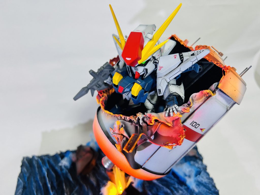 SD BB戦士 閃光のハサウェイ クスィーガンダム 塗装済み完成品 オリジナルLEDベース付き–4枚目/制作者：H4co Y