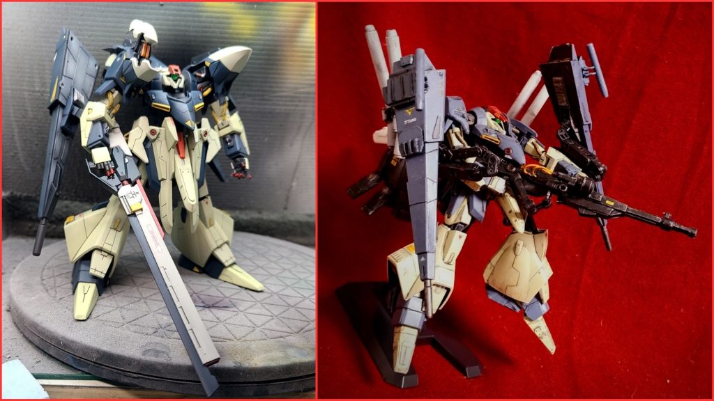 今回は、およそ6年前に作ったギャプラン(右)のリベンジとして、カラーリングもそれに倣い作ってみました(前作はオール筆塗り)。自分の中での成長はそれなりに確認できましたが、まだまだ表面処理などに課題はあるので、またいつかリベンジしたいです。😅