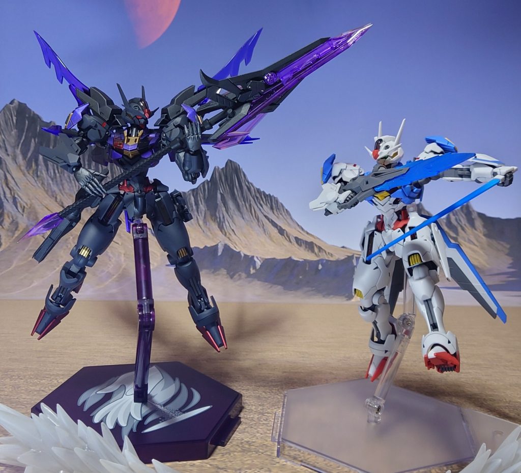 黒いエアリアル――そのパイロットが呼ぶところの“ガンダムキャリバン”との再戦。“今度は、負けません!”