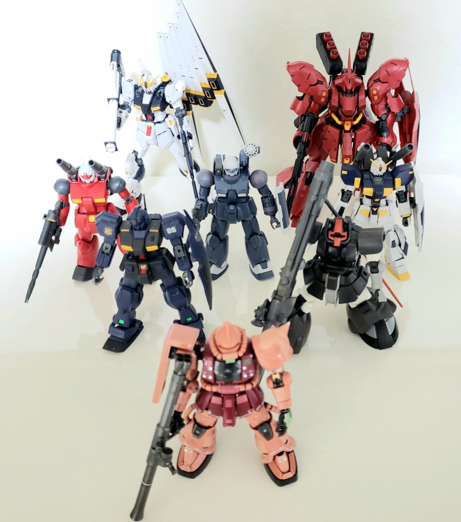 パチ組みしただけのキット達…他にもバウンドドック、ハンブラビ、マークII、ビヨンドグローバルも有り。今年中にあと何体完成させられるのかな?