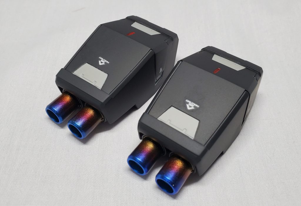 GNキャノン×2 ご存知ヴァーチェの武装。当時より威力、連射性能は格段に向上している。この丸い砲身見るとチタン塗装がやりたくてやりたくて…。車のマフラーとかでこういうの見たら興奮する系おじさんです。