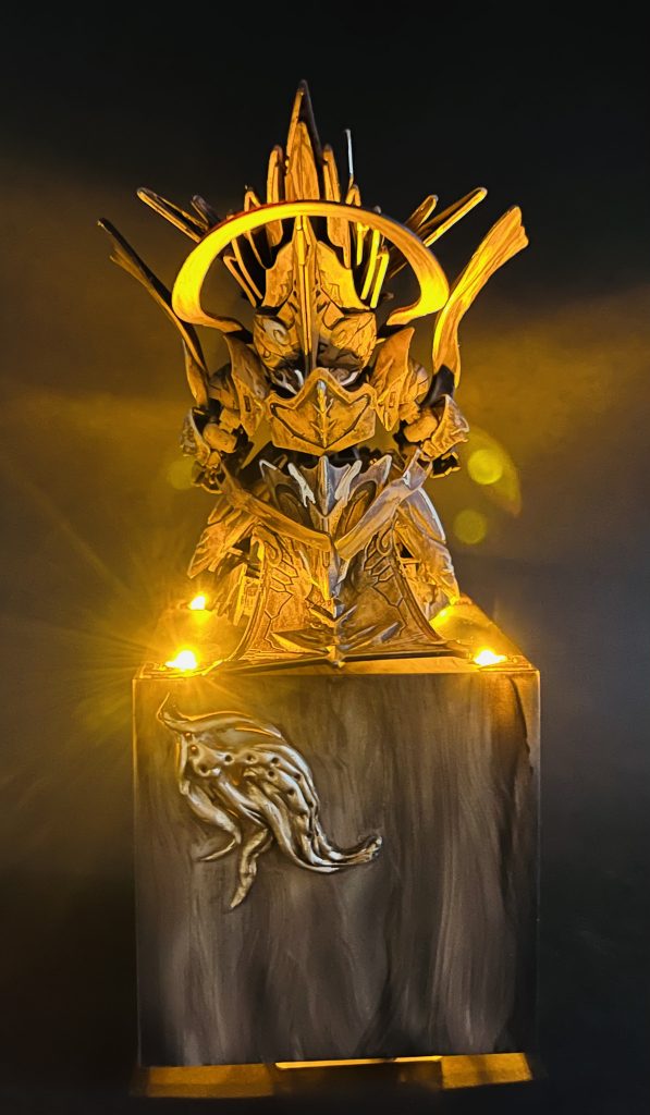 SDガンダム ワールドヒーローズ 斉天大聖悟空インパルスガンダム 木目調塗装 改修塗装済み完成品 オリジナルLED発光ベース付き–3枚目/制作者：H4co Y