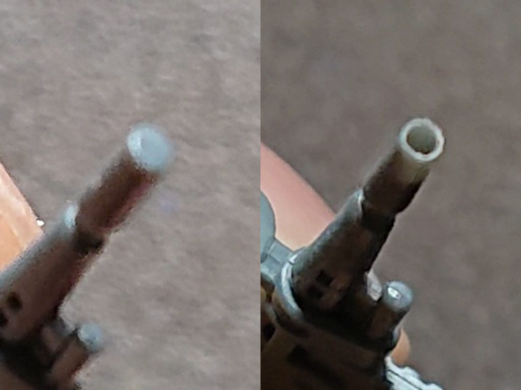 埋まっていたビームライフルの先端もドリルで開口しました。 