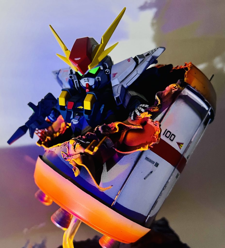 SD BB戦士 閃光のハサウェイ クスィーガンダム 塗装済み完成品 オリジナルLEDベース付き–5枚目/制作者：H4co Y