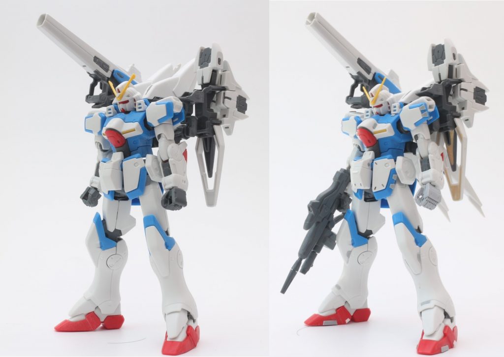 ・首を1mmほど伸ばして顎を引けるように．・膝関節の可動域を増やして逆くの字型に膝を曲げられるようにしました．これによって腰が前に出るので力強さが出ます．・腰が前に出るとリアスカートが太ももと干渉するので，それを回避するためにリアスカートを1mm後ろに広げました．・肩関節は丸軸が丸見えなので，関節風のモールドを追加・そのほか肉抜き部分はエポパテで埋めました．