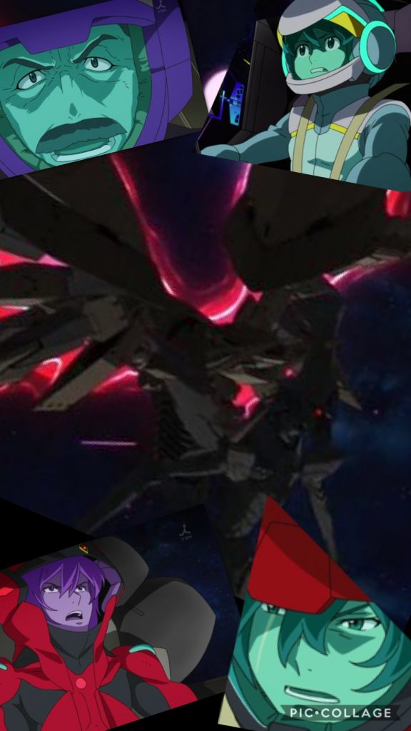 アセム「バカな!?ヤツは俺達が倒した筈....!だとしてもあの大きさは何だ!?小惑星並みの大きさじゃないか!」ゼハート「こちらで分析したところ、半壊したヤツは、やはり半壊したEXA−DBと融合し、巨大化したのだ!ヤツは全てを破壊しようとしている!」フリット「なんだと!?万が一、セカンドムーンが破壊される様な事があれば、コロニーの残骸は地球に落下するぞ!?」キオ「(アレ?さっきじいちゃんは、セカンドムーン破壊しようとしてなかったっけ?)」ゼハート「ヤツを止めなければ、我等に未来は無い!」アセム「しかしあの大きさでは!我々だけでは!」フリット「いや、方法は...ある!アルグレアス、聞こえるか!通信をつなげ!」アルグレアス「ハッ...!」フリット『聞こえるか、地球圏と火星圏の全ての戦士たちよ。私の声が届いている、全モビルスーツに告ぐ。私の声に耳を傾けて聞いてほしい。今、我々は過去の宇宙世紀の遺物、“シド”の襲撃を受けている。このままでは、ヴェイガンの移動コロニーセカンドムーンは崩壊し、多くの命が失われる。そしてセカンドムーンが地球に落下すれば、さらに被害は天変地異にも匹敵する程に拡大するだろう。我々は互いの争いをやめ、わだかまりを捨て、共に“シド”を撃退する!もはや時間はない。ここにいる全ての者たちの協力がなければ、間に合わないのだ。地球連邦軍と、ヴェイガン全ての戦士たちに告ぐ!多くの命を救うため、君たちの協力を要請する!!』キオ「じいちゃん...!」アセム「さすが、只者では無いな...、父さん..。よし...!行くぞ、キオ!ゼハート!」キオ「うん!」ゼハート「ああ!やるぞアセム!」アセム「よし...!ココにいる全モビルスーツで攻撃し、ヤツのi -フィールドに穴を開ける。そしてそこに、父さんのプラズマダイバーミサイルをぶち込む!」ゼハート「だが“シド”のフィールドは以前よりも強化されている!生半可な攻撃では傷も付かん。」キオ「それじゃ、どうしたら..!」oyz「そんな事もあろうかとー!!」キオ「え?」oyz「行くぞキオ!どっせーいっ!ライフルをバズーカにするオプションパーツだ!名付けて、”ダイダルバズーカ“!使ってくれ!」