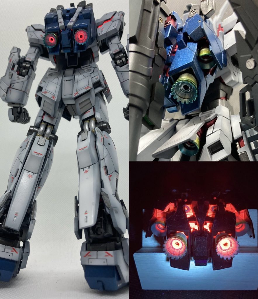 バーニアにはチタンコーティング風のグラデーションを。あわせて内側にスプーキーレッドを筆塗して点火したような演出を追加しました。