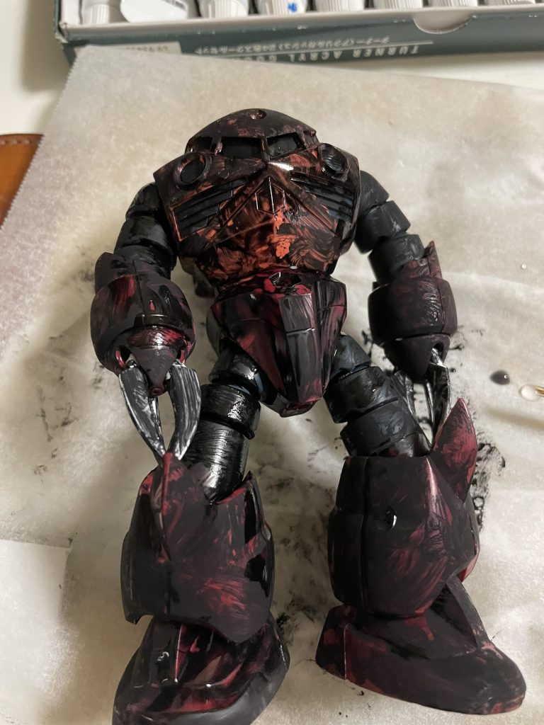 下地の途中、今回はシンプルに黒下地にしてます。下地はアクリルガッシュ